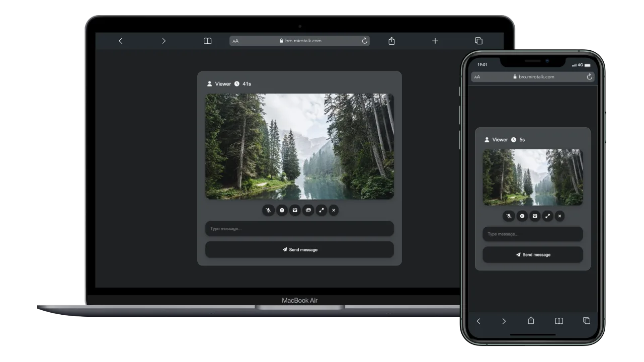 MiroTalk BRO live broadcast viewer interface
