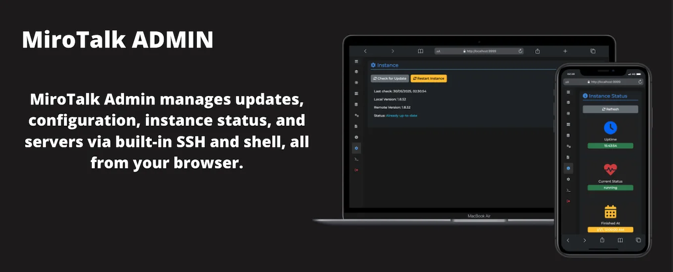 MiroTalk Admin management dashboard