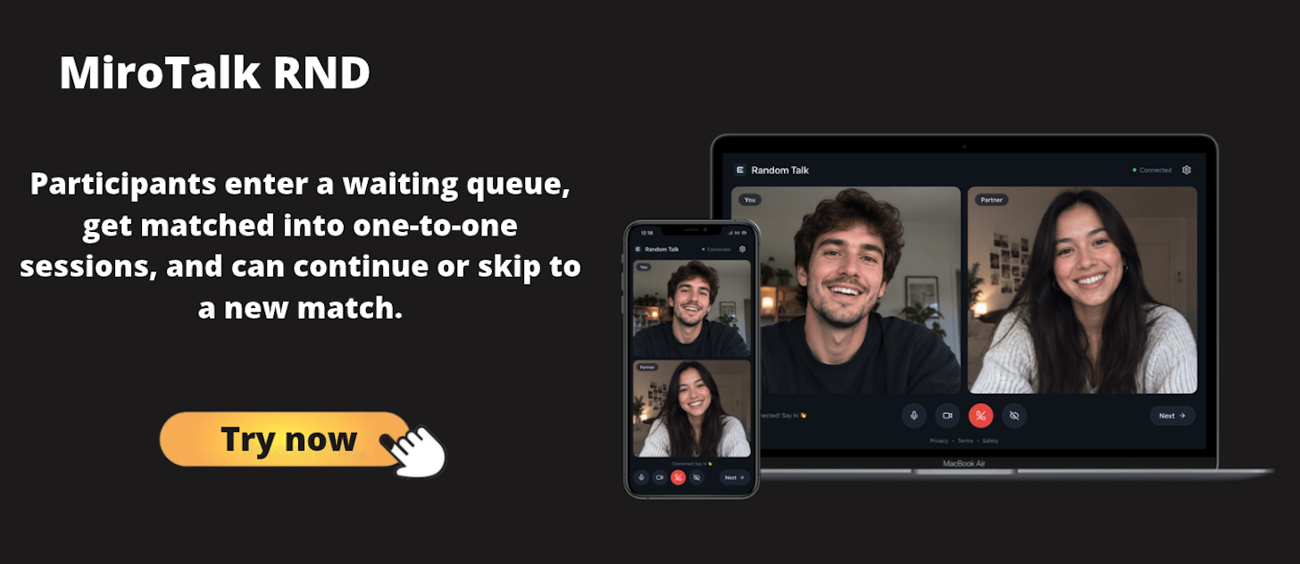 MiroTalk RND random one-to-one matching interface